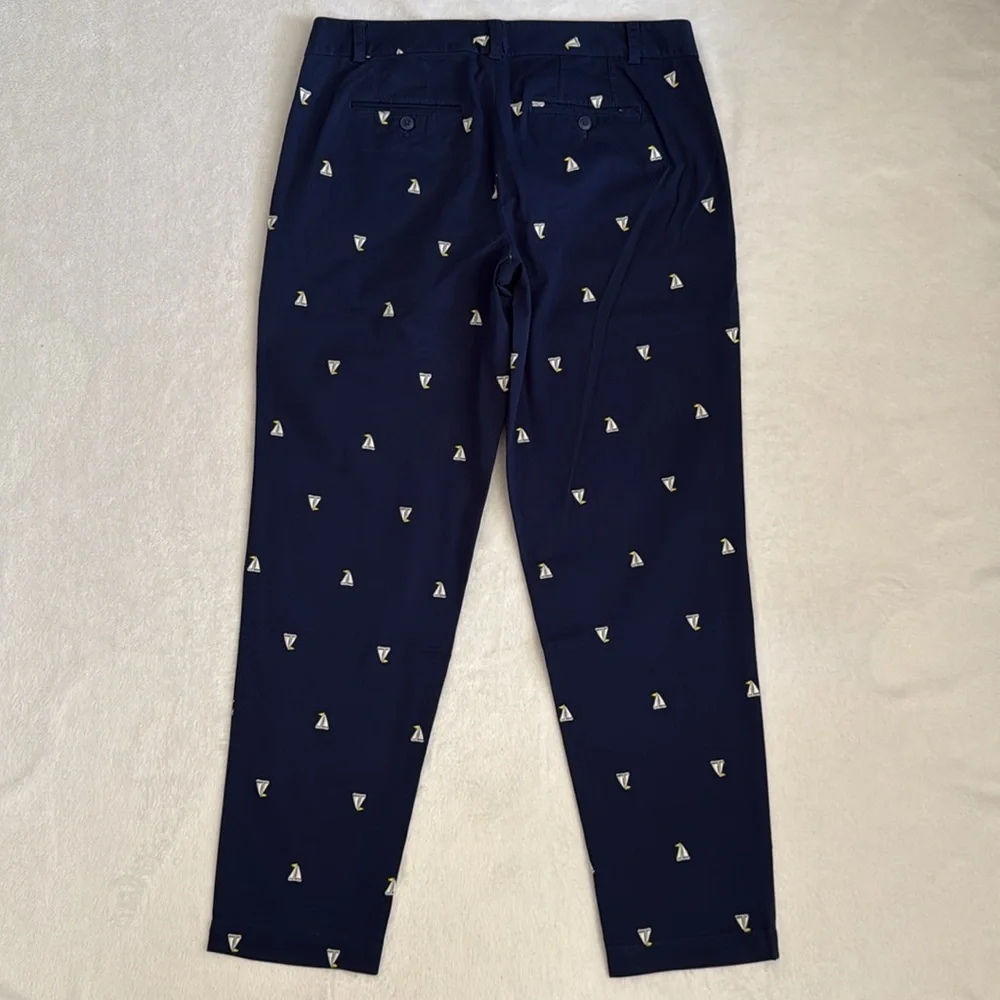 Talbots | The Weekend Chino Embroidered Sailboat Cropped Pants Blue (8) - Picture 9 of 15